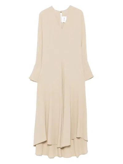 Nude Crepe Midi Dress In Neutrals