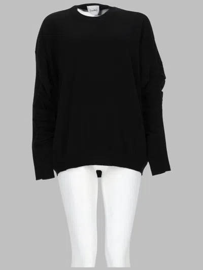 Nude Crew Neck Top Long Sleeve Ruching In Transparent