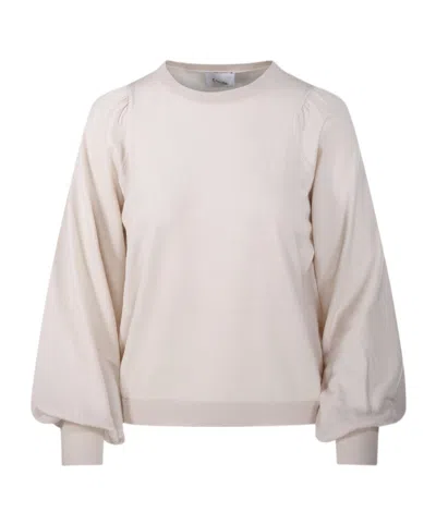Nude Puff-sleeve Crew-neck Sweater In Pink