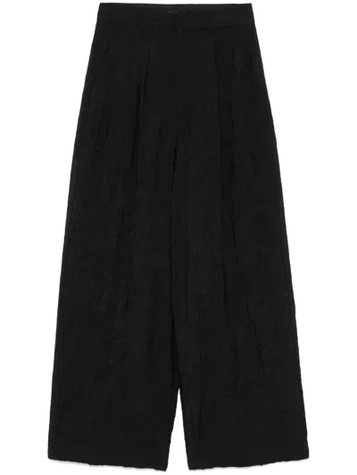 Nude Weite Hose Mit Knitteroptik In Black