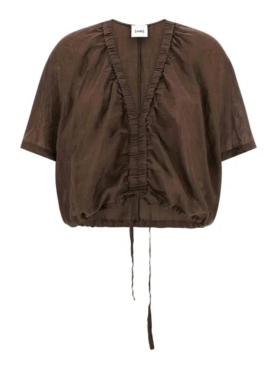 Nude Cropped Blouse In Brown