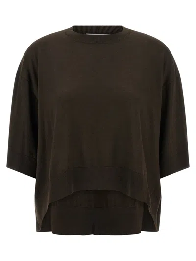Nude Cropped Wool Sweater In Brown