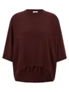 Nude Cropped Wool Sweater In Burgundy