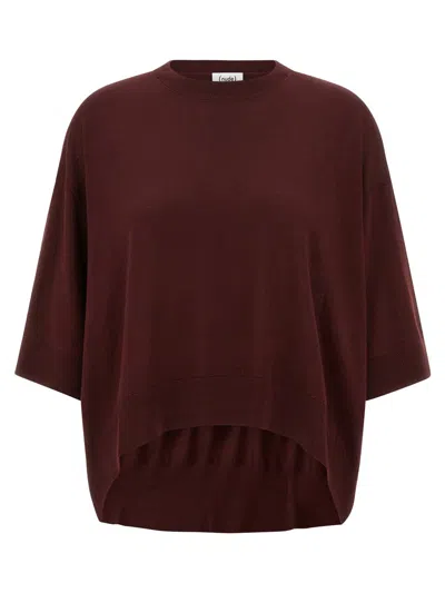 Nude Cropped Wool Sweater In Burgundy