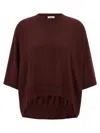 Nude Cropped Wool Sweater In Burgundy