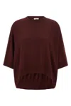 Nude Cropped Wool Sweater In Burgundy