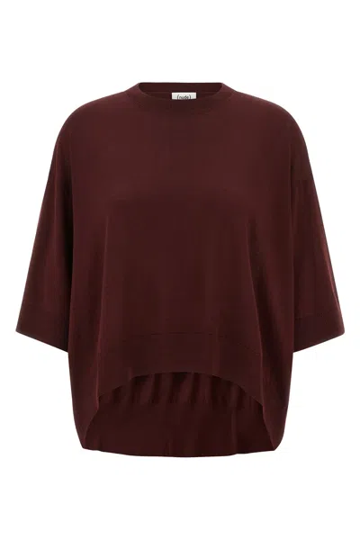 Nude Cropped Wool Sweater In Burgundy