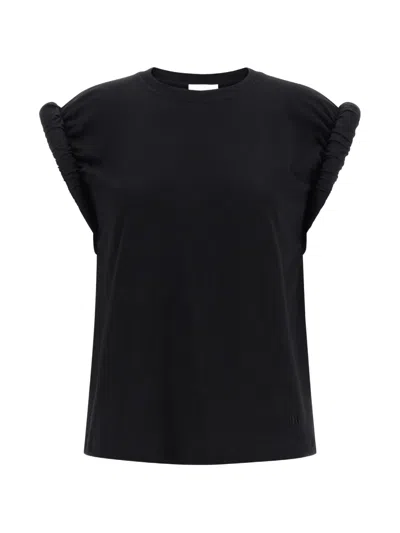 Nude Curled Logo-embroidered Curled Sleeve T-shirt In Black