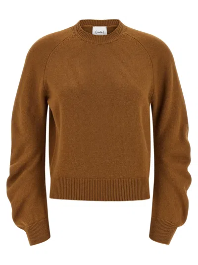 Nude Curved Sleeve Sweater In Brown