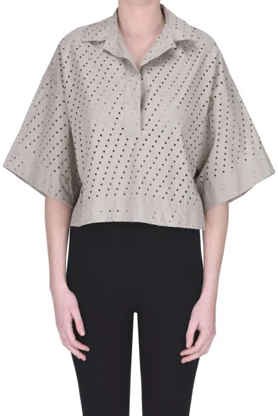 Nude Cut-out Shirt In Dove-grey