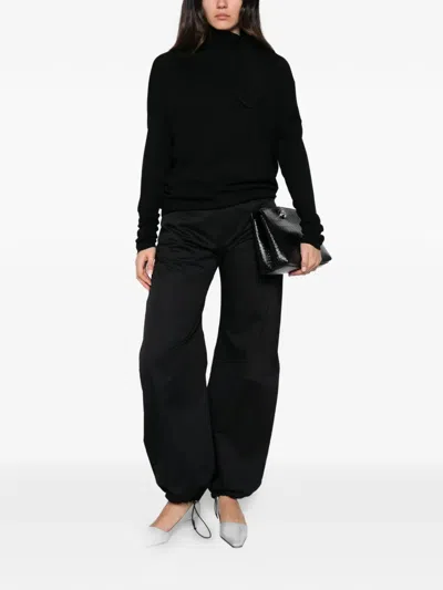 Nude Cut-out Pussy-bow Sweater In Black