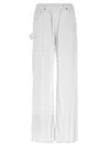 Nude Denim-effect Cargo Pants With Loose Leg In White