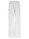 Nude Denim-effect Cargo Pants With Loose Leg In White