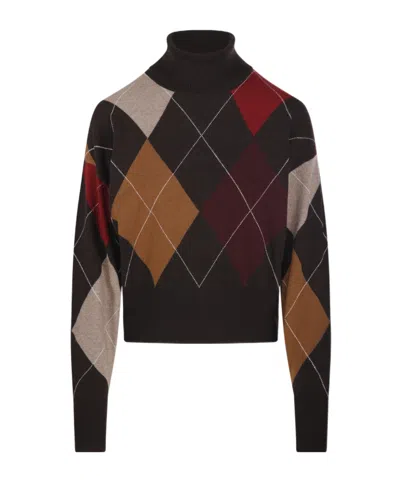 NUDE DIAMOND-PATTERN TURTLENECK SWEATER