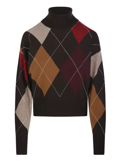 Nude Diamond-pattern Turtleneck Sweater In Multi