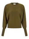 Nude Crewneck Wool Sweater With Bat Sleeves In Brown
