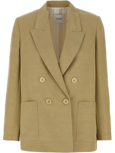 NUDE DOUBLE-BREASTED BLAZER