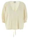 Nude Drawstring Sweatshirt In White