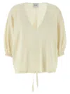 Nude Drawstring Sweatshirt In White