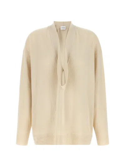 Nude Dropped-shoulders Sweater In 뉴트럴