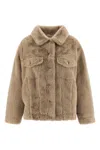 Nude Button-fastening Faux-fur Jacket In Brown