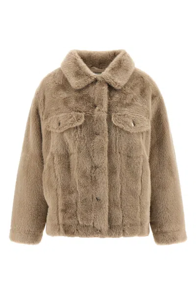 Nude Button-fastening Faux-fur Jacket In Brown