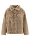 Nude Button-fastening Faux-fur Jacket In Brown