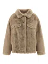 Nude Button-fastening Faux-fur Jacket In Neutral