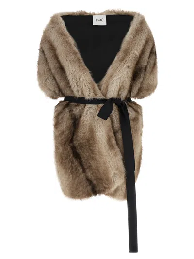 Nude Eco-fur Stole In Multi