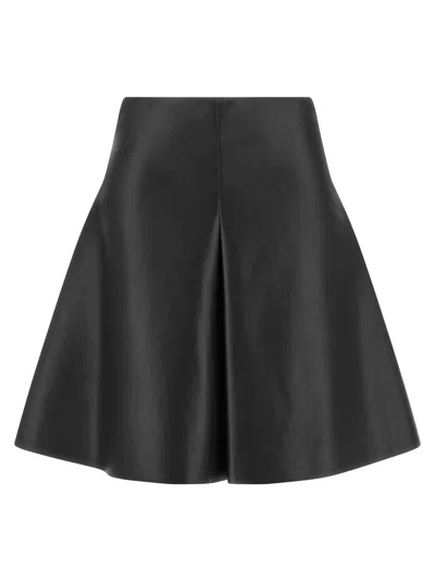 Nude Eco-leather Full Skirt In Black