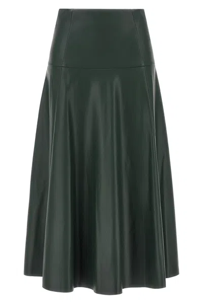 Nude Eco-leather Skirt In Green