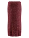 Nude Elasticated Sequin-embellished Midi Skirt In Red
