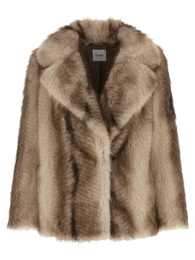 Nude Faux Fur Jacket In Brown