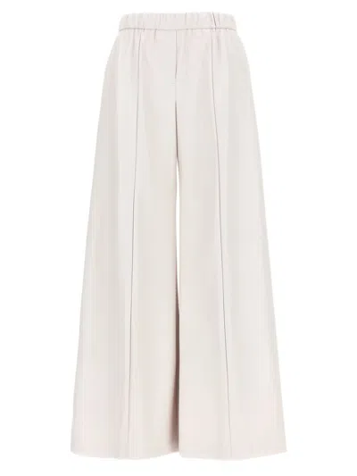 Nude Faux Leather Trousers In White