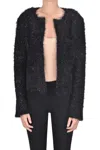 Nude Fringed Knit Jacket In Black