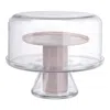 Nude Glass Bloom Cake Stand With Dome In Light Pink