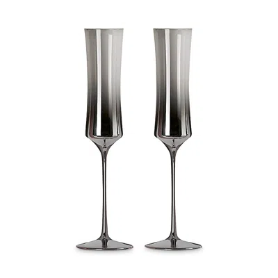 Nude Glass Dream Parade Flute Champagne Glasses, Set Of 2 In Grey