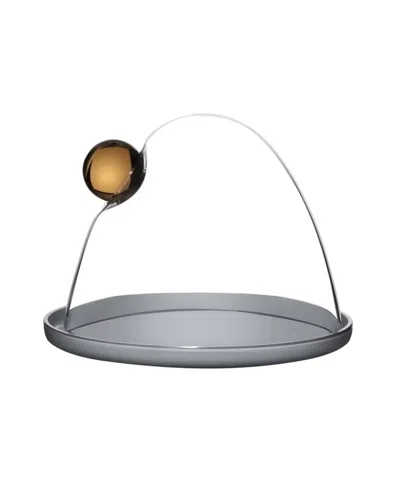 Nude Glass Juno Cake Dome In Opal Grey Top Clear Bottom