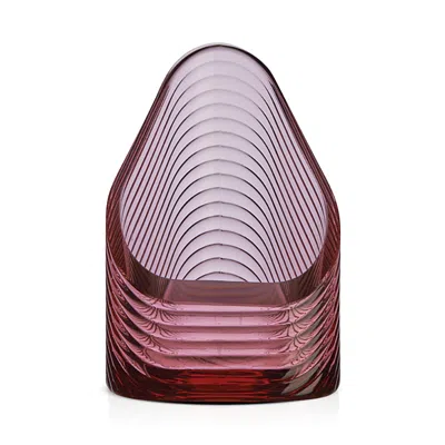 Nude Glass Mist Light Small Candleholder, Clear In Dusty Rose
