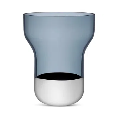 Nude Glass Wide Contour Vase, Steel Blue