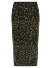 Nude Alpaca Wool Blend Animal Print Midi Skirt In Green