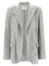 Nude Grey Velvet Blazer In Grey