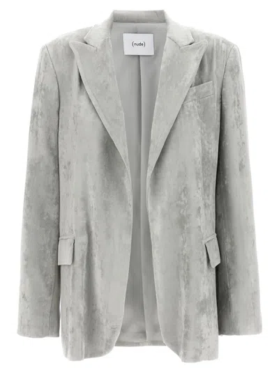 NUDE GREY VELVET BLAZER