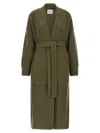 Nude Heavy Wool Knitted Coat With Shawl Collar In Green