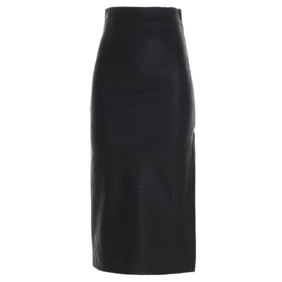 Nude High-waisted Pencil Skirt In Black
