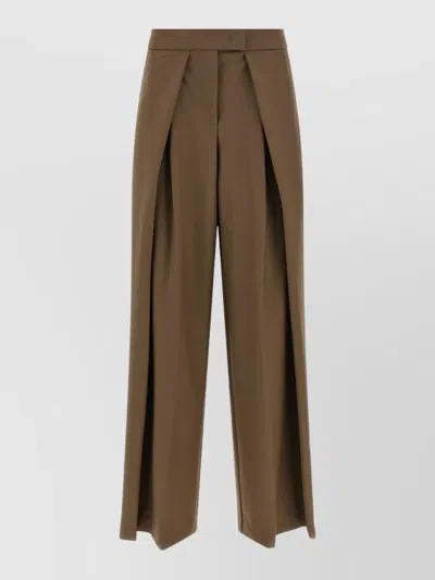 Nude High-rise Wide-leg Suit Trousers In Brown
