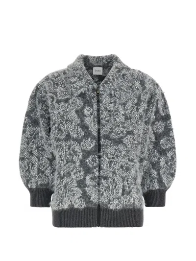 Nude Jacquard Knit Abstract Pattern Cardigan In Gray