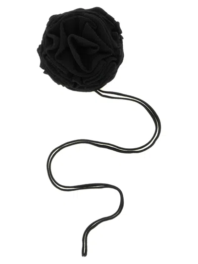 Nude Knitted Brooch With Lace In Black