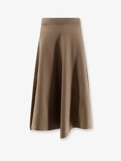 Nude Knitted Long Skirt In Brown