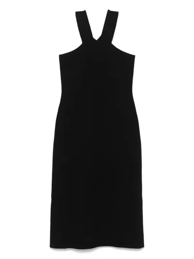 Nude Knitted Midi Dress In Black